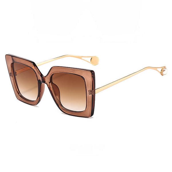 Large Square Women's Sunglasses with Pearl Effect Detail