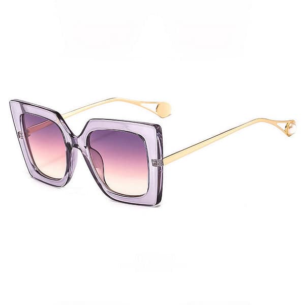 Large Square Women's Sunglasses with Pearl Effect Detail