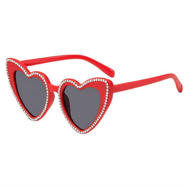 Rhinestone Heart Sunglasses For Women