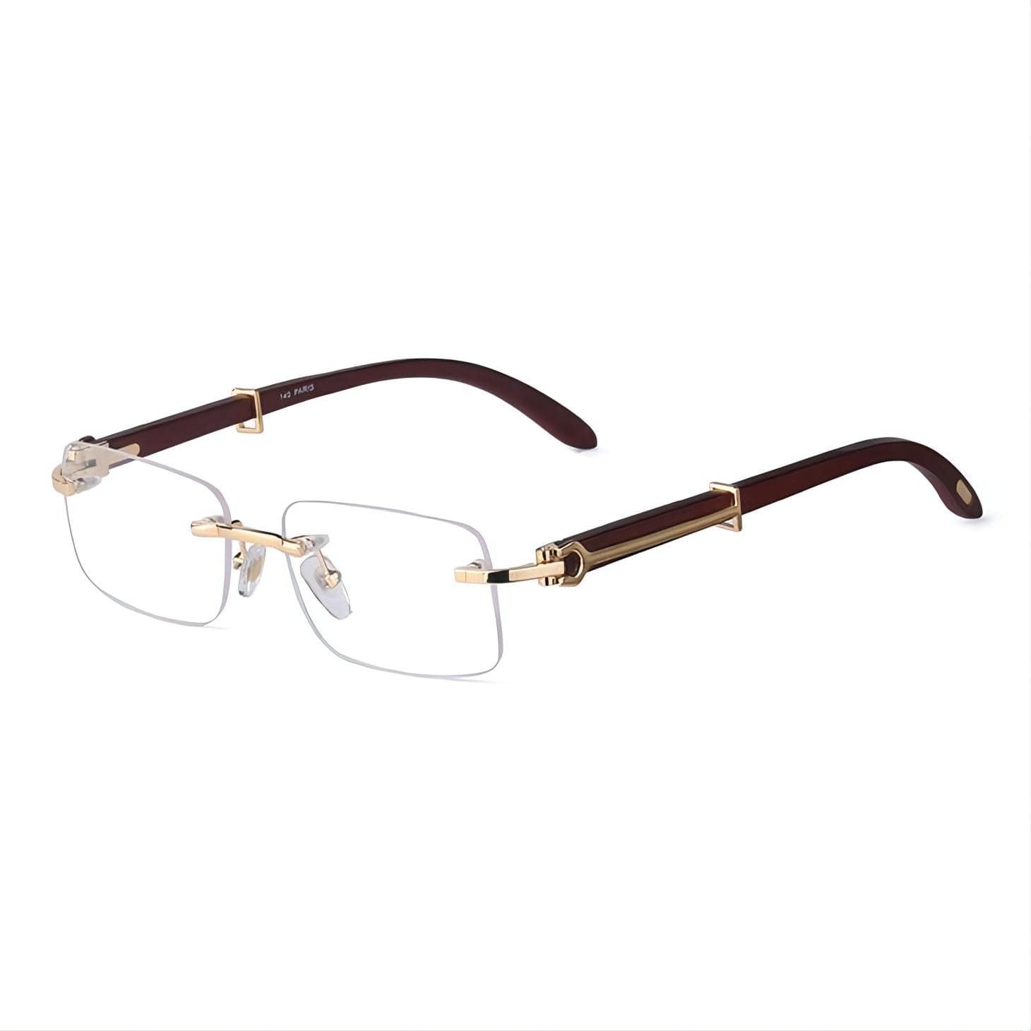 Frameless Wooden Plain Glasses Metal Hinges