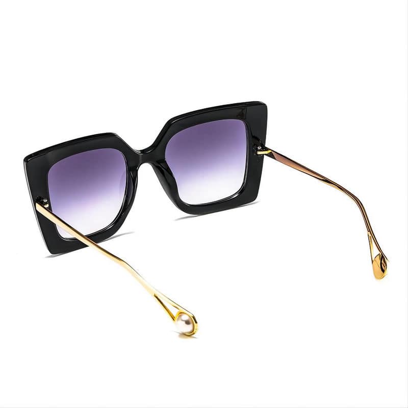 Large Square Women's Sunglasses with Pearl Effect Detail