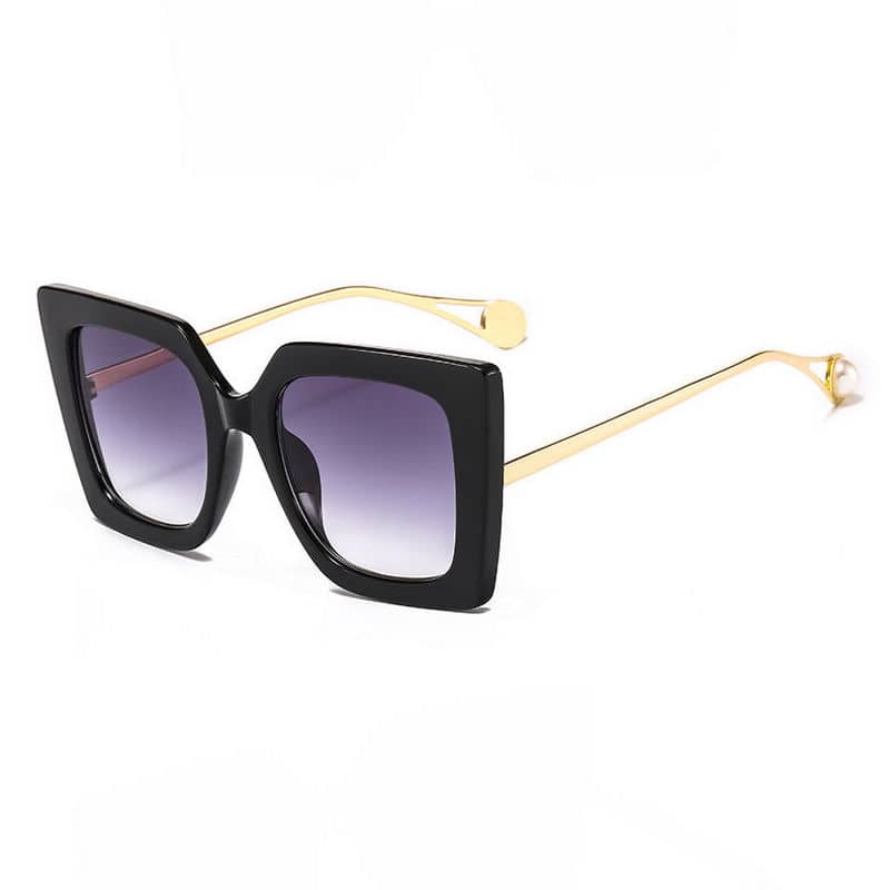 Large Square Women's Sunglasses with Pearl Effect Detail