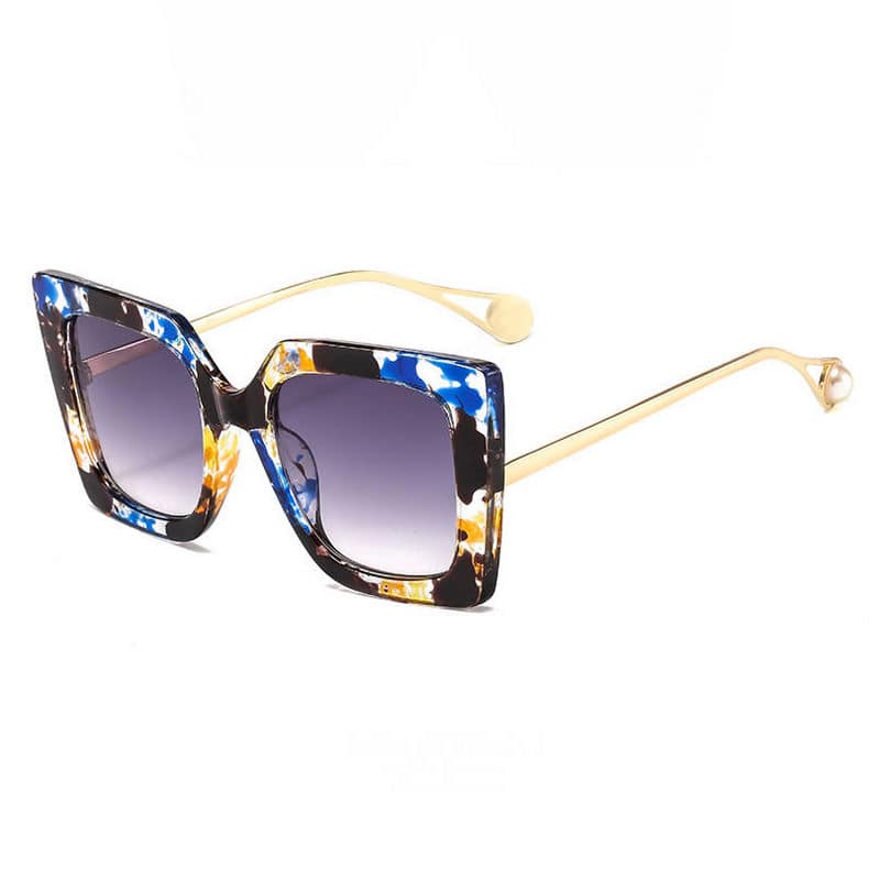 Large Square Women's Sunglasses with Pearl Effect Detail