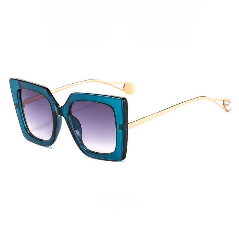Large Square Women's Sunglasses with Pearl Effect Detail
